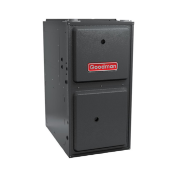 Goodman furnace GMVM97, a high efficiency gas furnace that achieves up to 98% AFUE ratings.