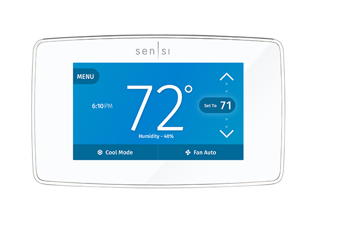 Emerson Sensi Touch WifI Smart thermostat that is suitable for dual fuel or hybrid heating configurations