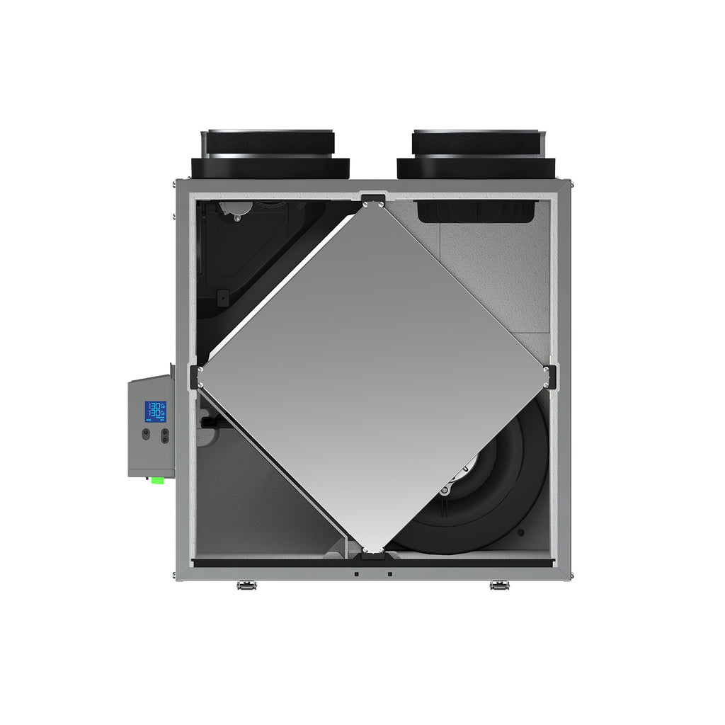 internals view of the 150 CFM 75% SRE top port HRV from vanee