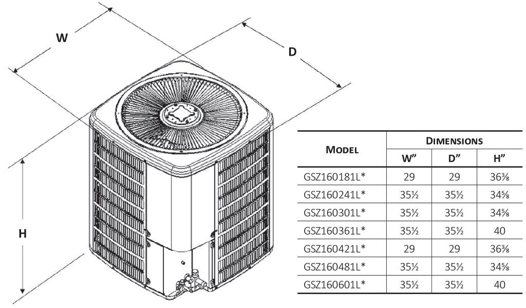 Goodman Model Goodman Heat Pump GSZ16 | Efficient 16 SEER Single-Stage Performance ...
