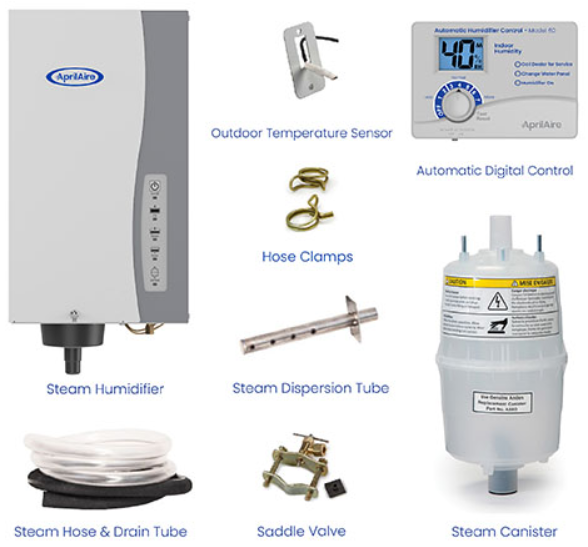 Each Model 800 humidifier from AprilAire comes complete with the following components
