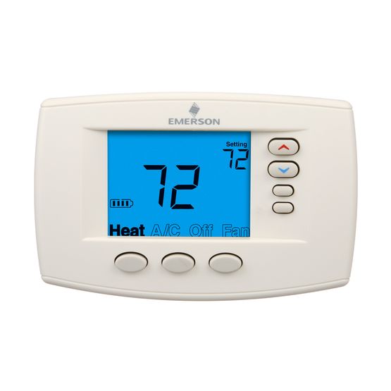 Emerson controls White Rodgers 1F95-0671 thermostat works with heat pumps and offers dual fuel control