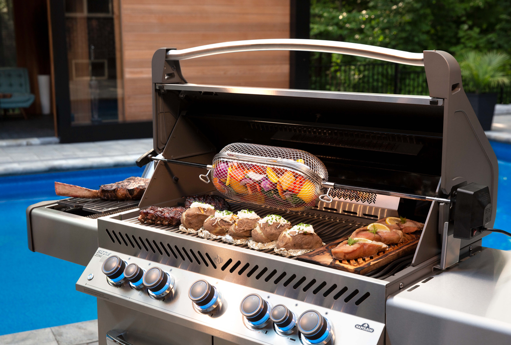 Napoleon prestige barbecues can be used to rotisserie or spit grill your favourite foods. Complete control with the rear infrared burner!
