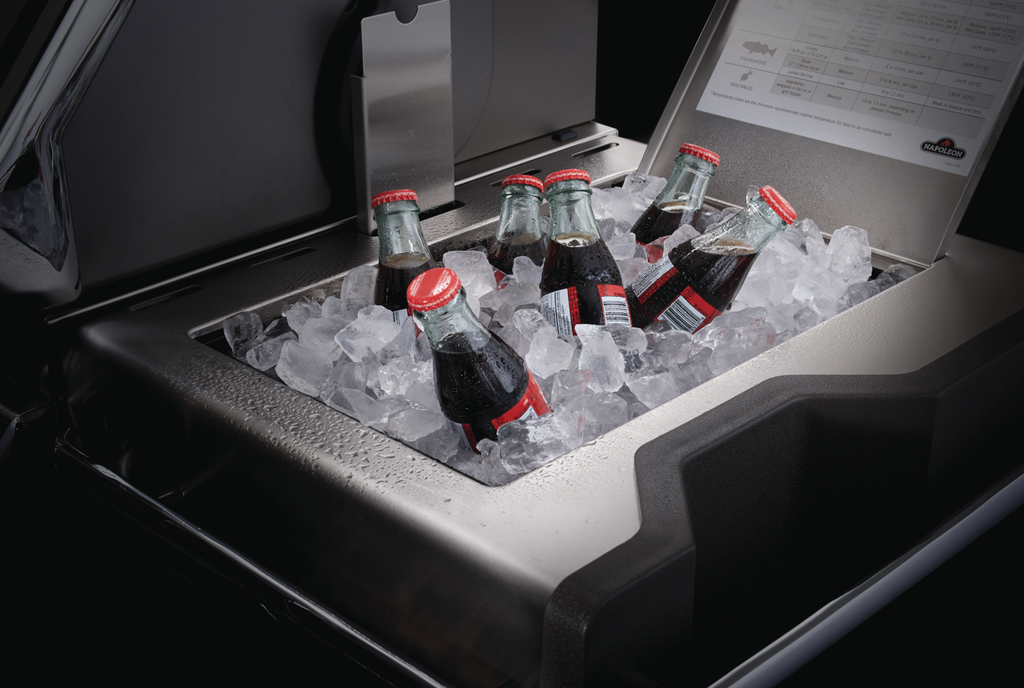 The Napoleon Prestige Pro series comes with a built in bucket - perfect cooler for chilling beers, sodas, or marinating meats.