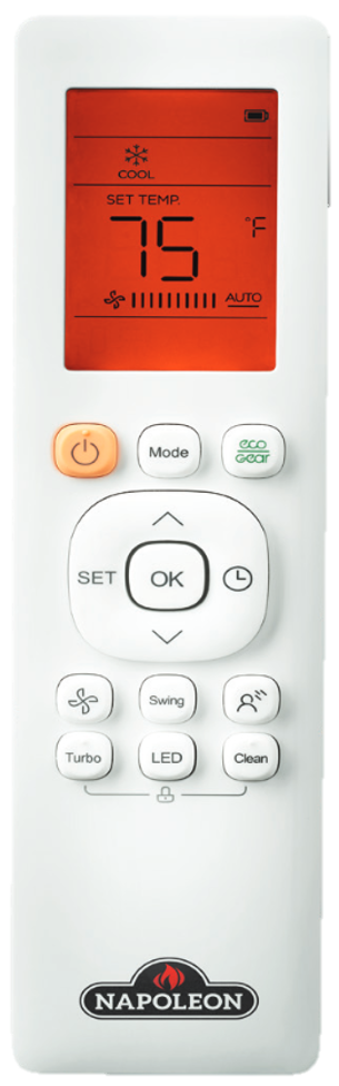 Napoleon NDCAS21 ductless air conditioner remote controller.