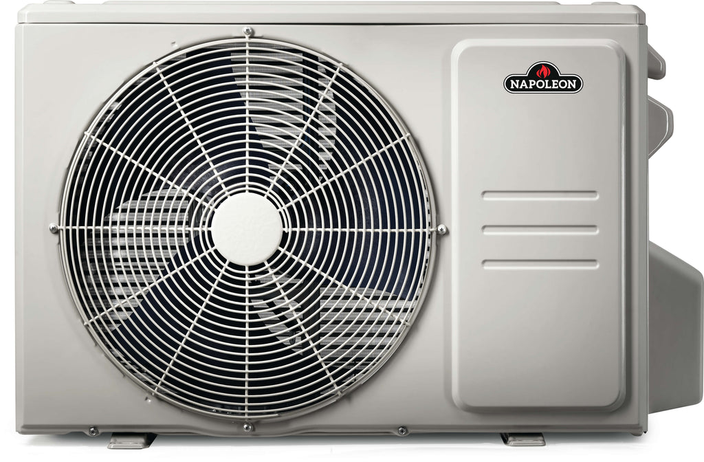 Front view of the outdoor unit of the Napoleon NDHAS26 ductless split heat pump