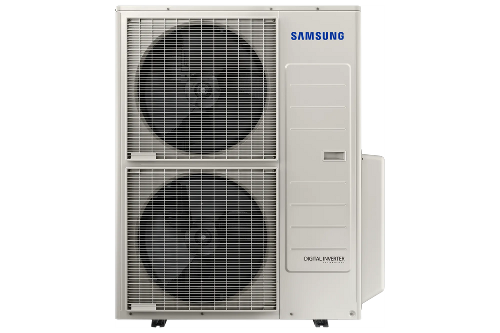 Front view of a  30,000 BTU/hr or 36,000 BTU/hr Samsung Max Heat multi-zone mini-split heat pump. Supports up to 4 individual indoor units or zones.