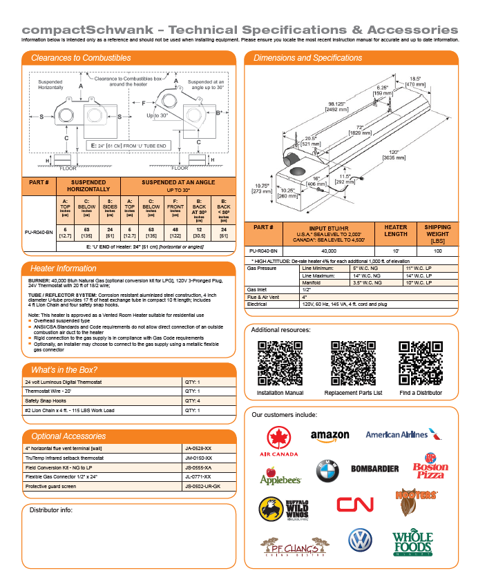 Schwank Used Radiant Tube Heaters For Sale Schwank P40-R Shop