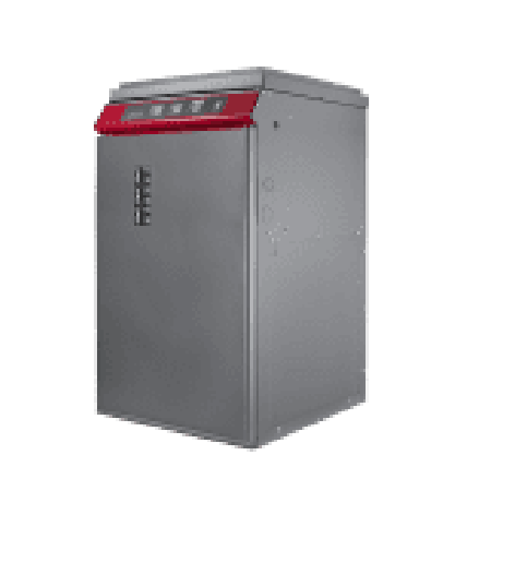Side view of a Forced air electric furnace from Stelpro, available from 10kW to 30kw of heating capacity